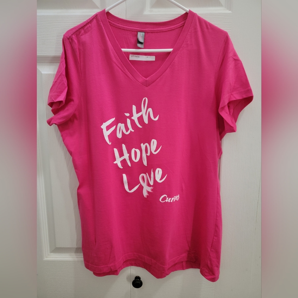 Faith, Hope, Love Pink workout Shirt Size L